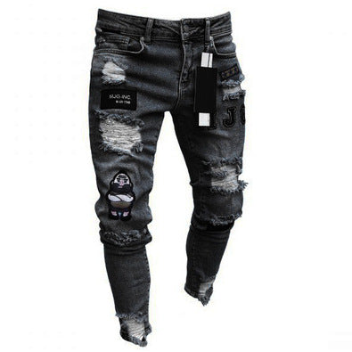 High-end Denim Men's Black Slim Jeans