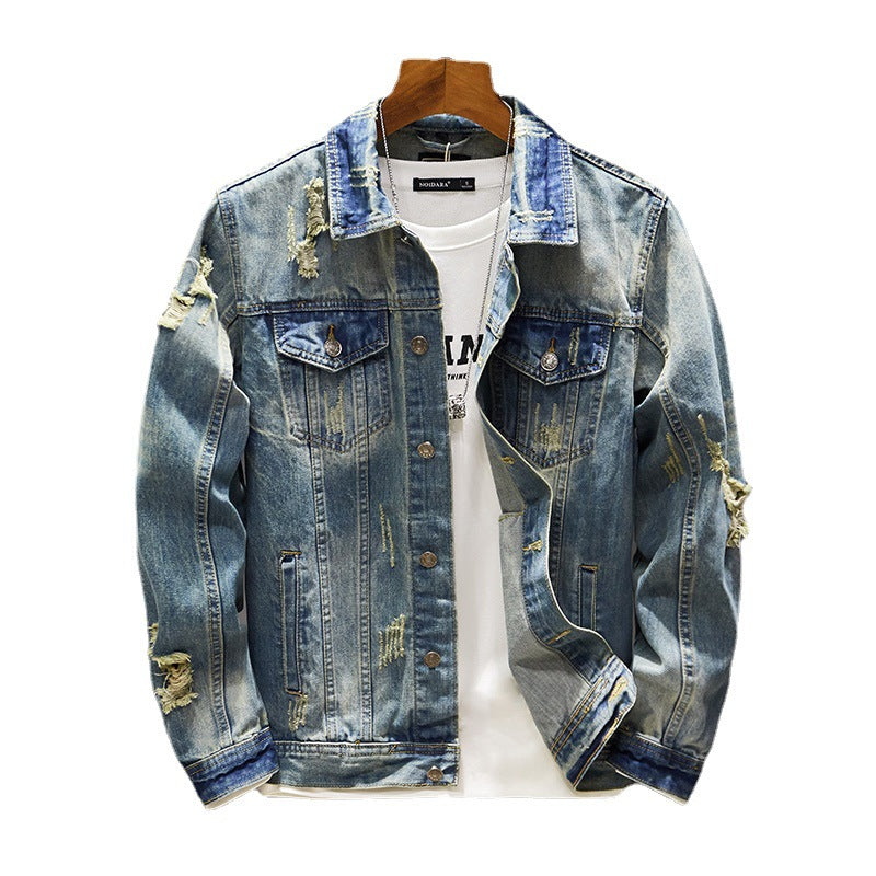 Ripped Slim-fit Denim Jacket