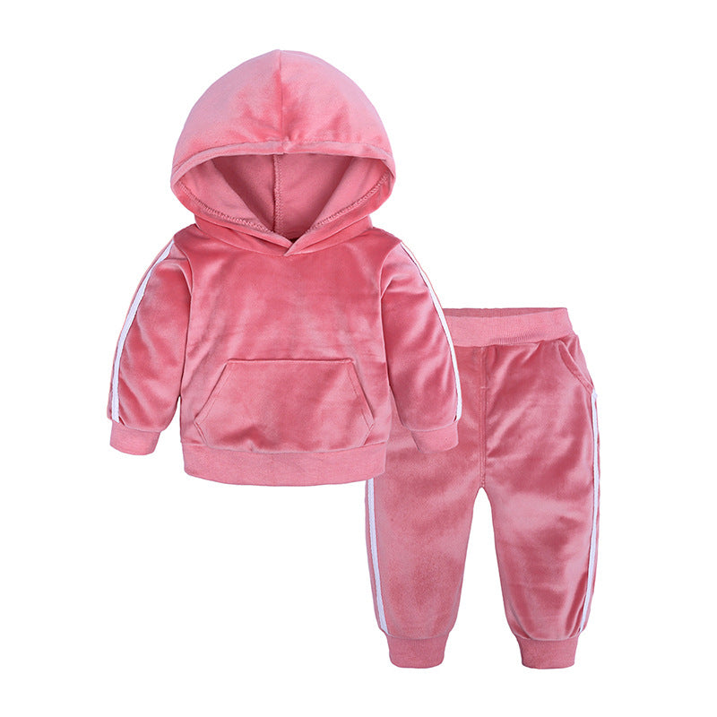 Twin set of children's velvet sweatsuit