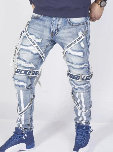 White High-end Denim Men's Black Slim Jeans Men