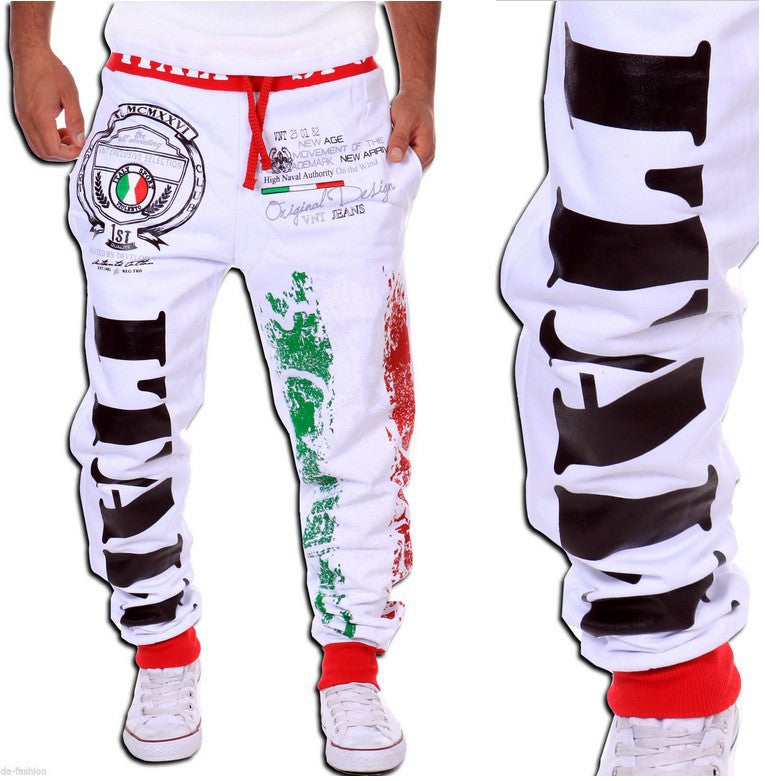 Mens Italian Flag Casual Sports Pants