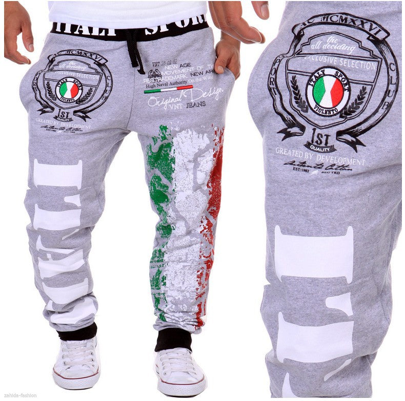 Mens Italian Flag Casual Sports Pants