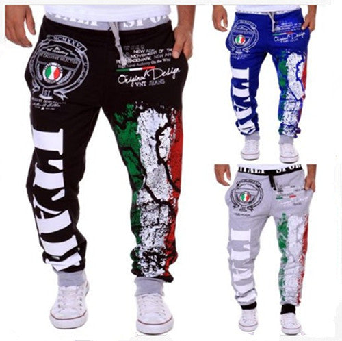 Mens Italian Flag Casual Sports Pants