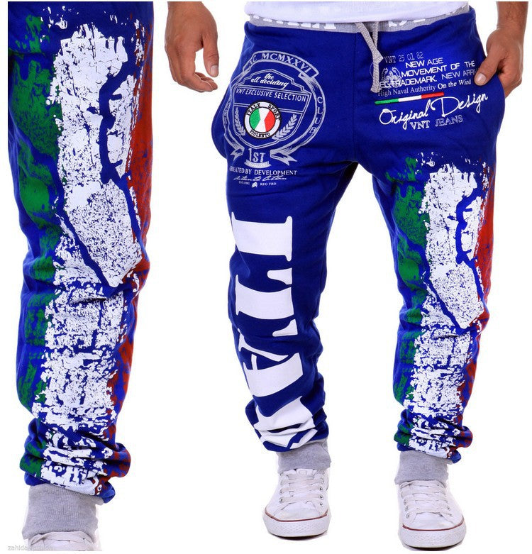 Mens Italian Flag Casual Sports Pants