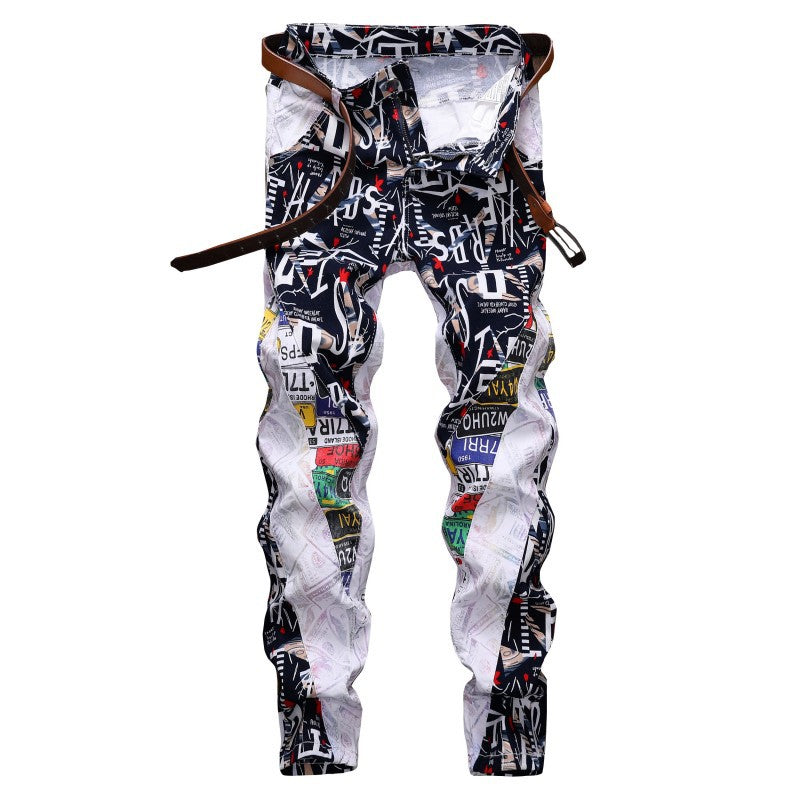 Men's Patchwork White Jeans