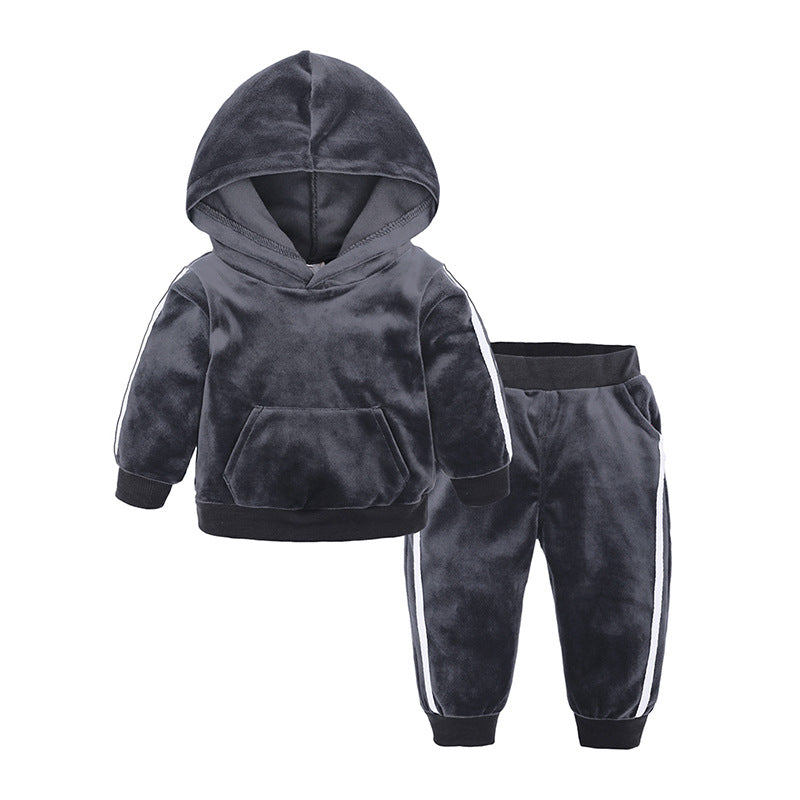 Twin set of children's velvet sweatsuit