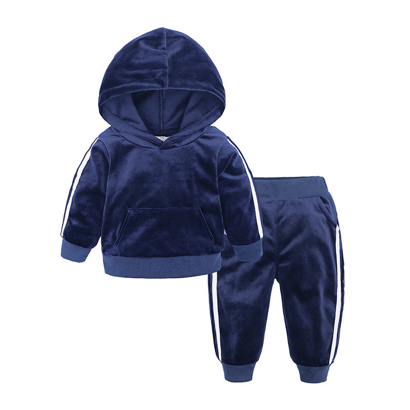 Twin set of children's velvet sweatsuit