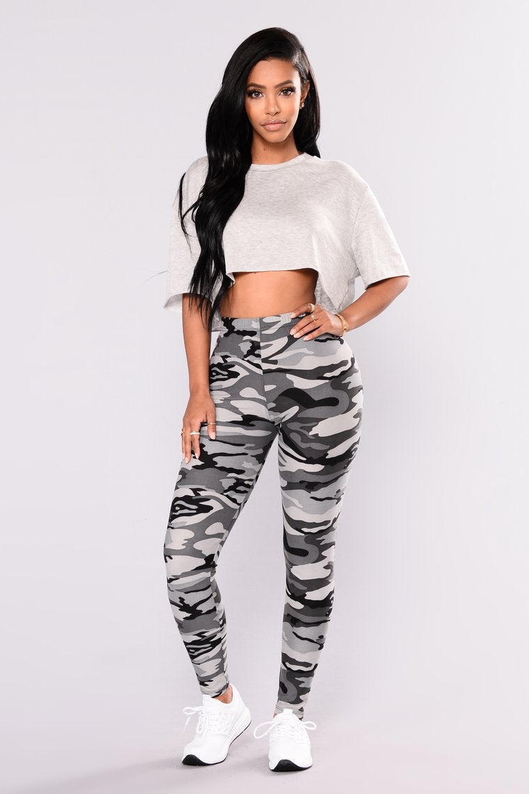 Camouflage Grey Casual Leggings