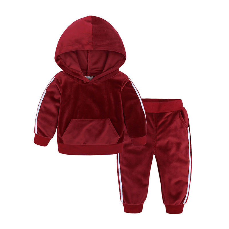 Twin set of children's velvet sweatsuit