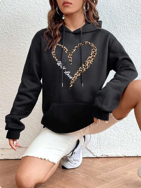 Retro Love Pattern Women's Sheath Pullover Hoodie