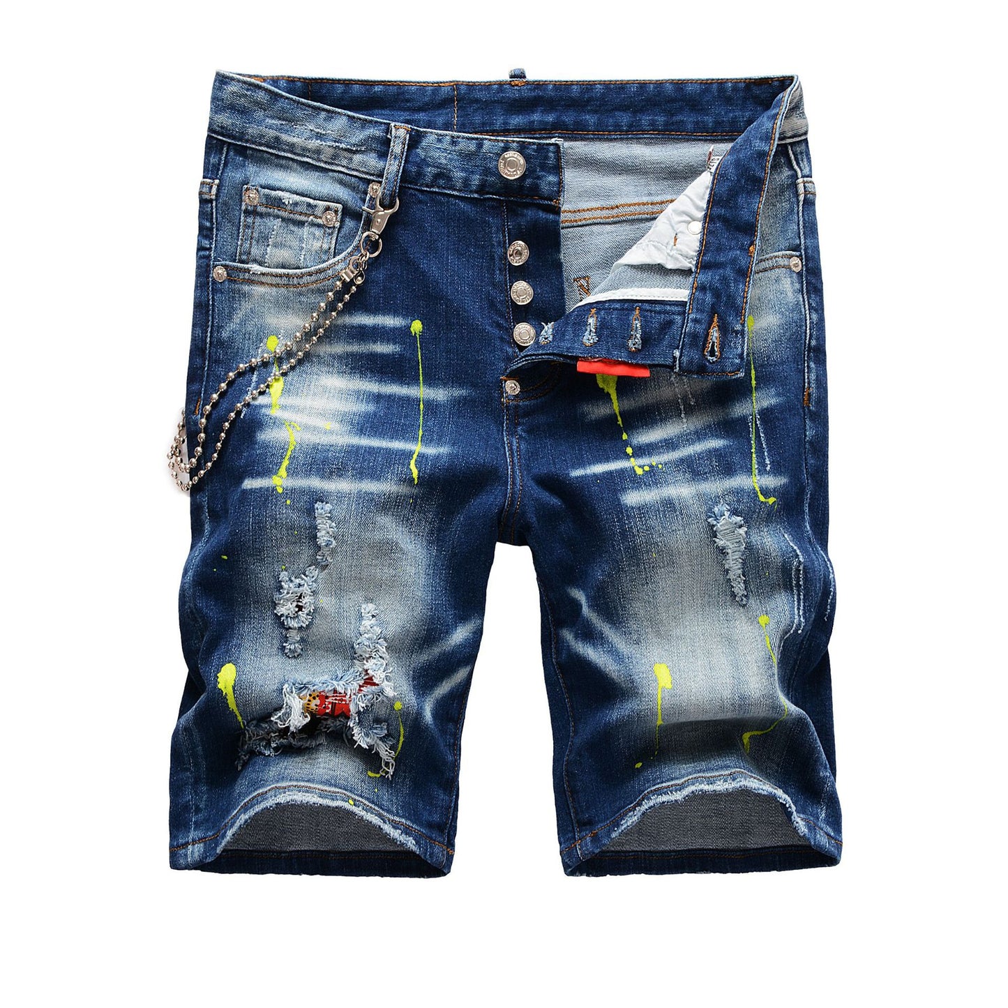 Men's Summer Paint Dot Hole Patch Shorts