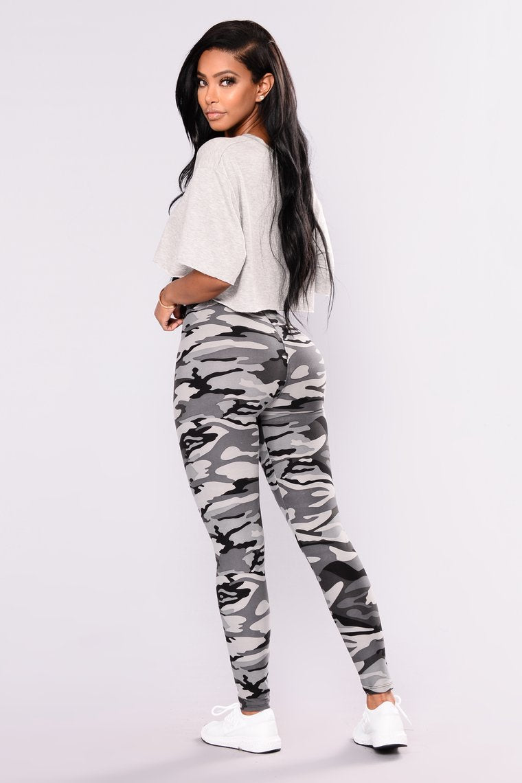 Camouflage Grey Casual Leggings