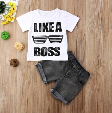 Boys' "Like A Boss" Two-Piece Set