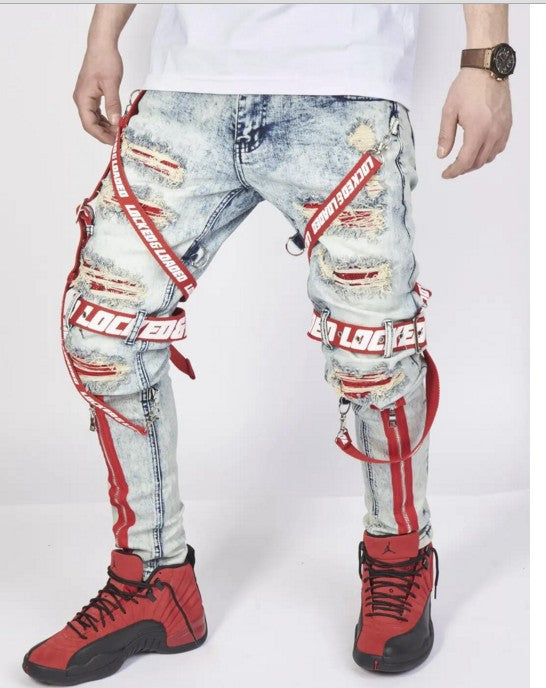 White High-end Denim Men's Black Slim Jeans Men