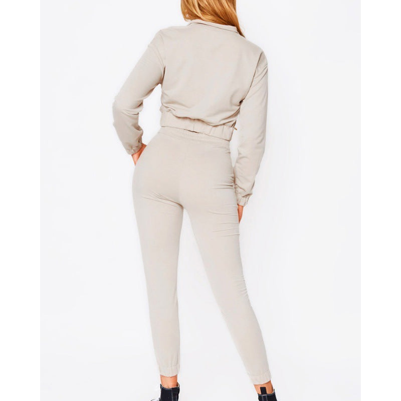 Luxury Design Long Sleeve Top Drawstring Pants Casual Suit