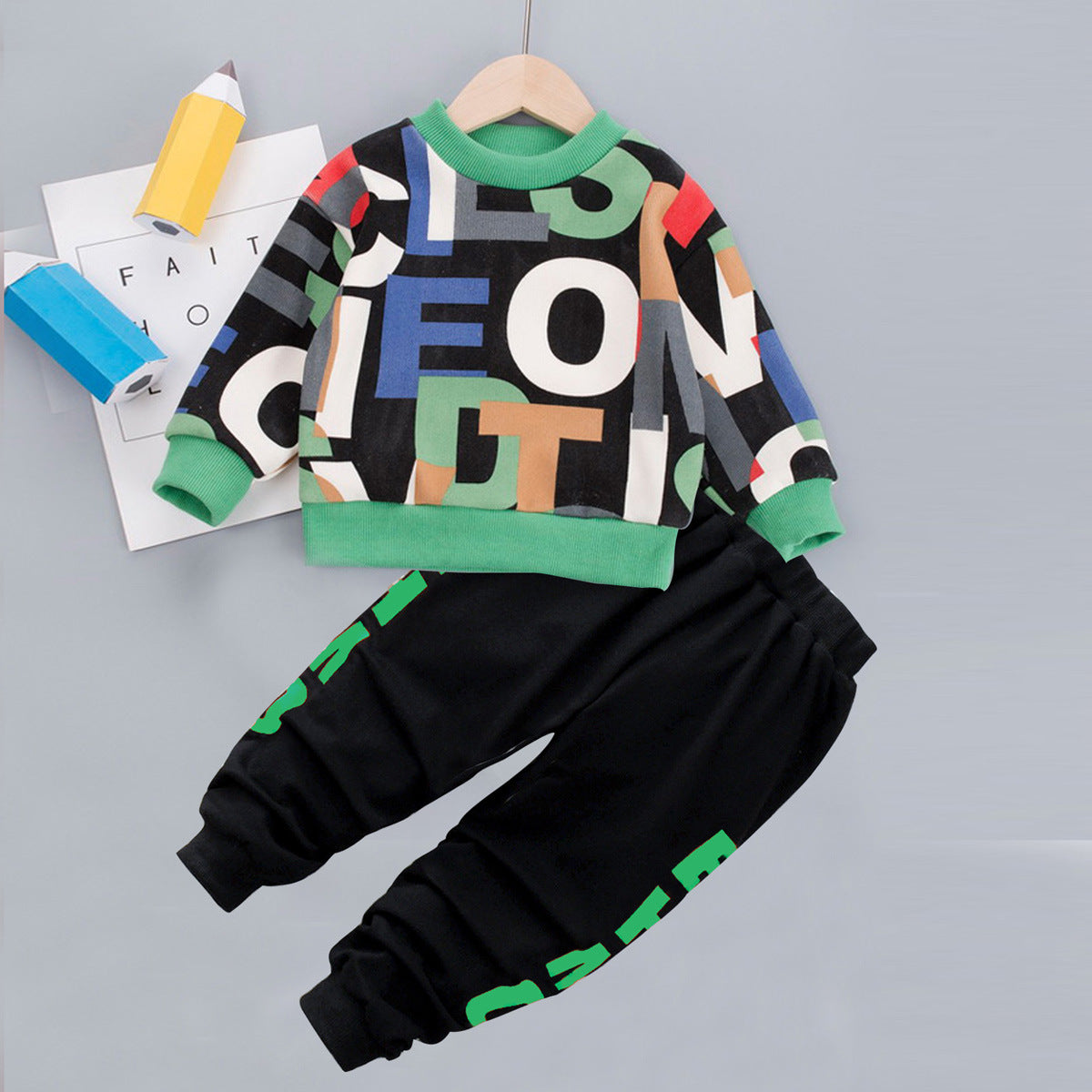 Boys two-piece cartoon sweater Set