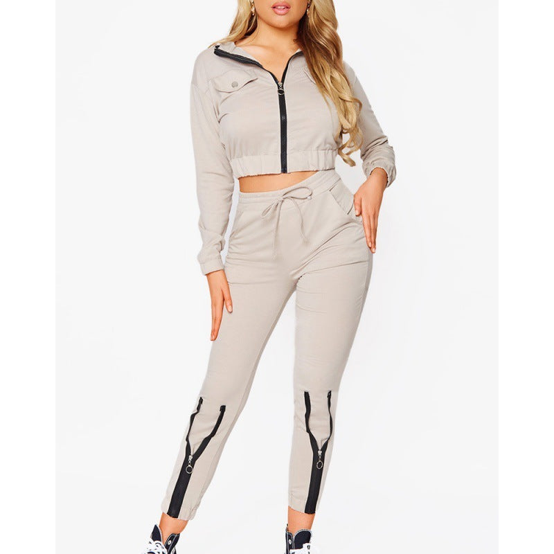 Luxury Design Long Sleeve Top Drawstring Pants Casual Suit