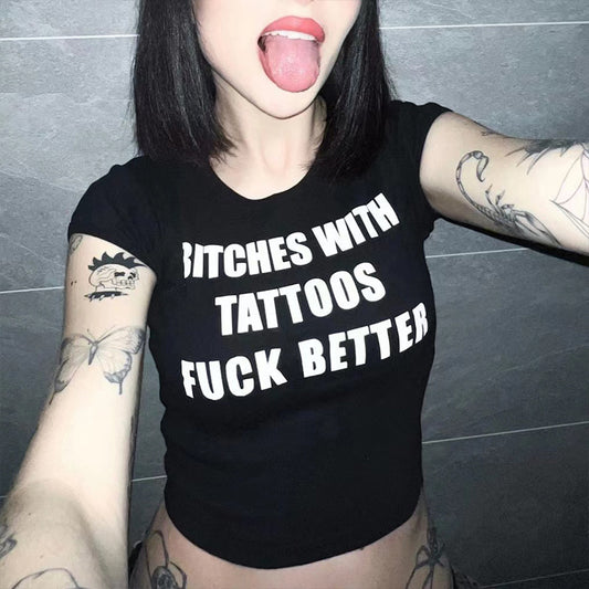 "B*tches With Tts" round neck T-shirt