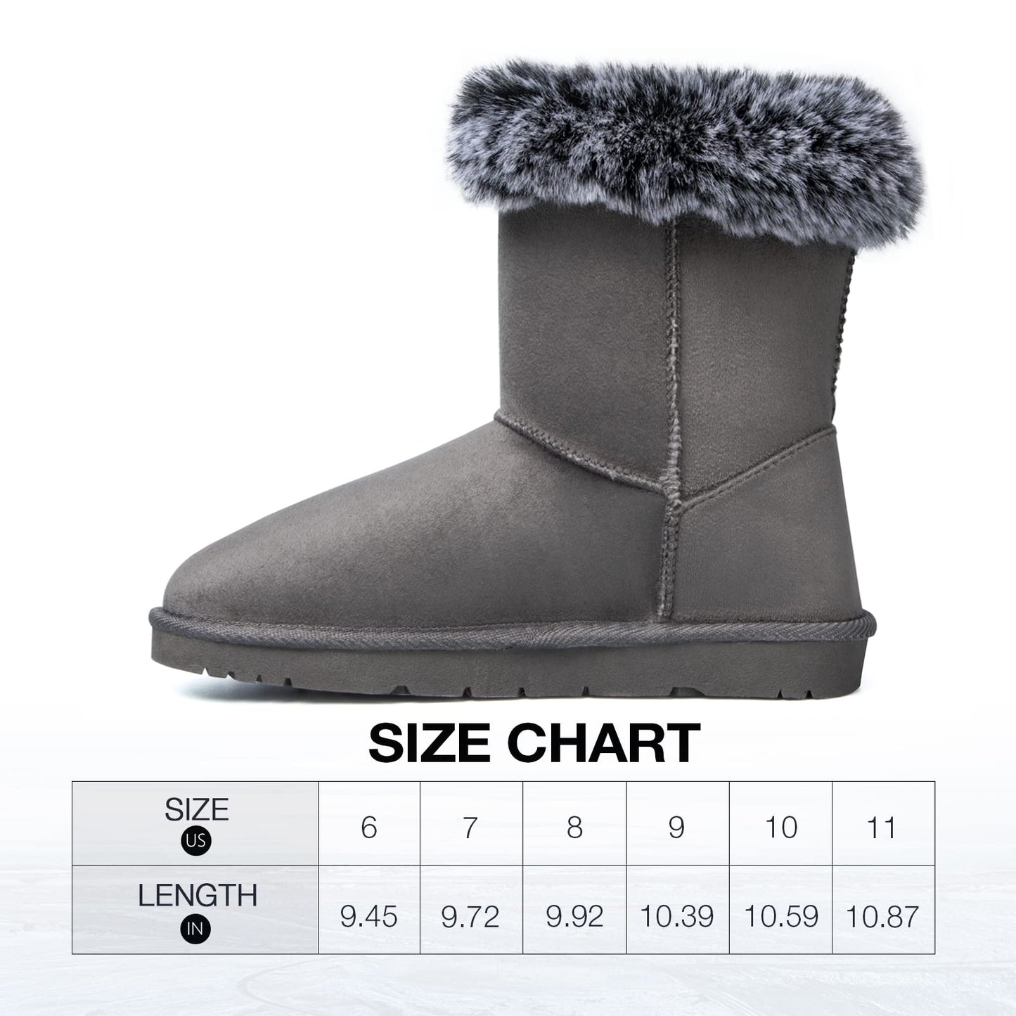 WFL Women Snow Boots Classic Mid-calf Fur Lining Fashion Winter Boots