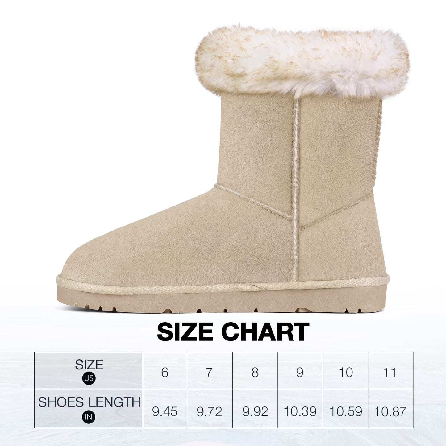 WFL Women Snow Boots Classic Mid-calf Fur Lining Fashion Winter Boots