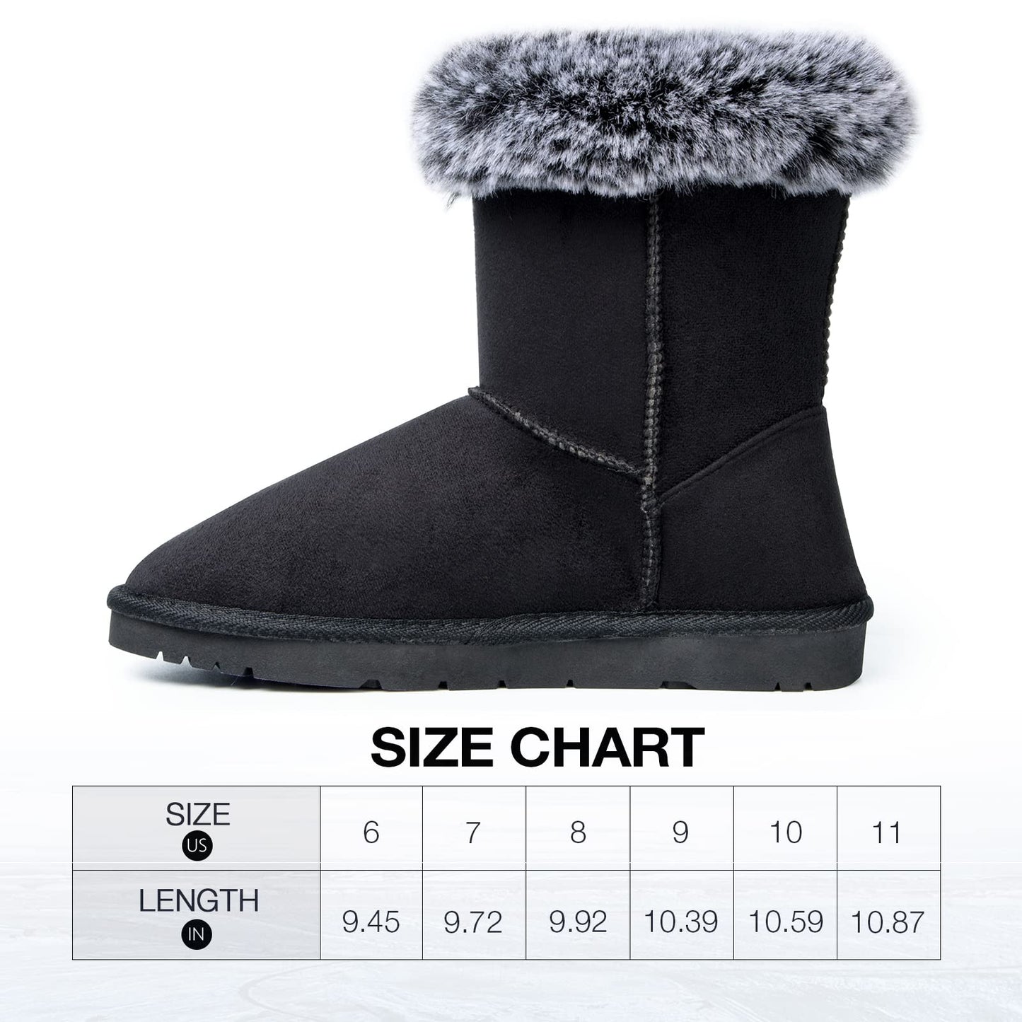 WFL Women Snow Boots Classic Mid-calf Fur Lining Fashion Winter Boots