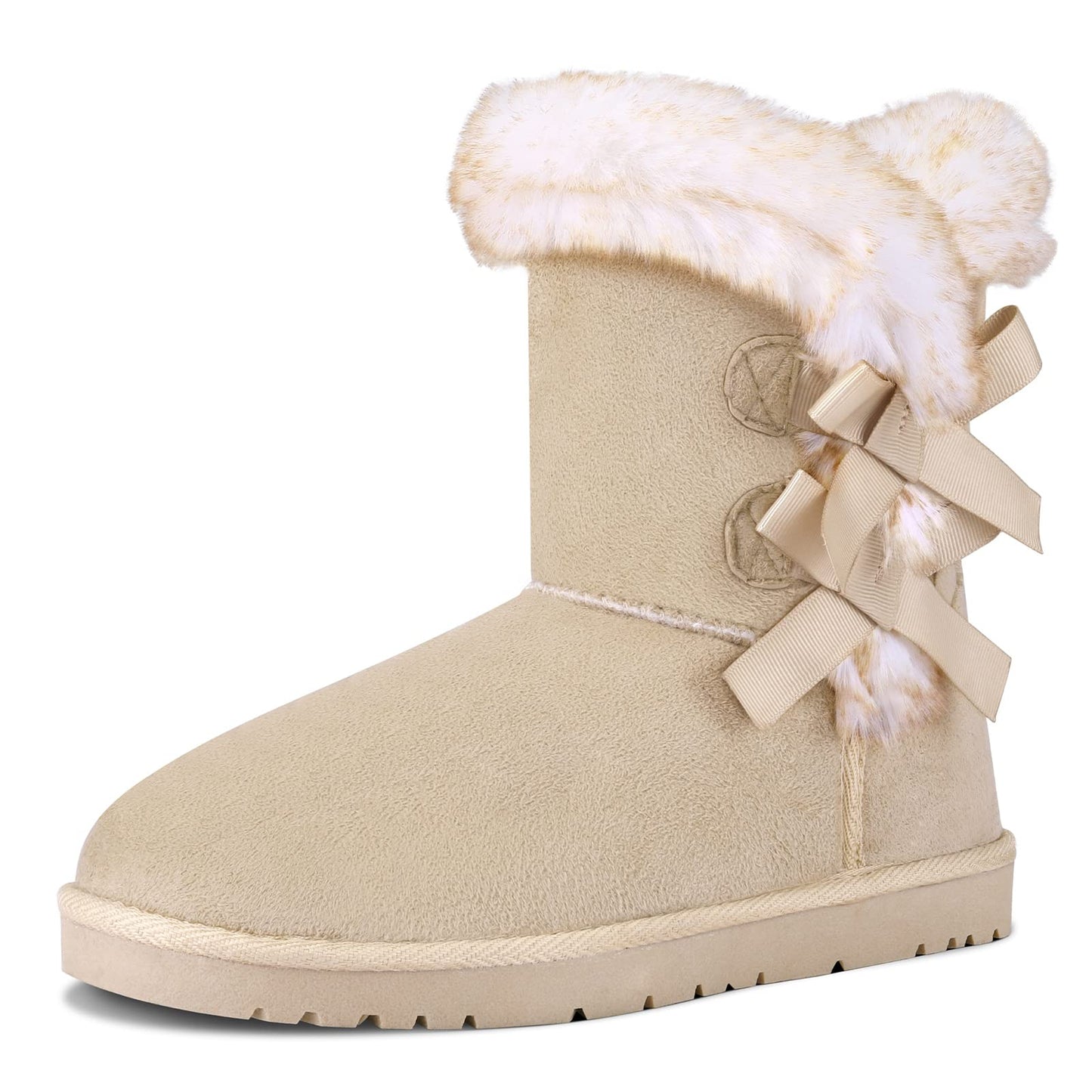 WFL Women Snow Boots Classic Mid-calf Fur Lining Fashion Winter Boots