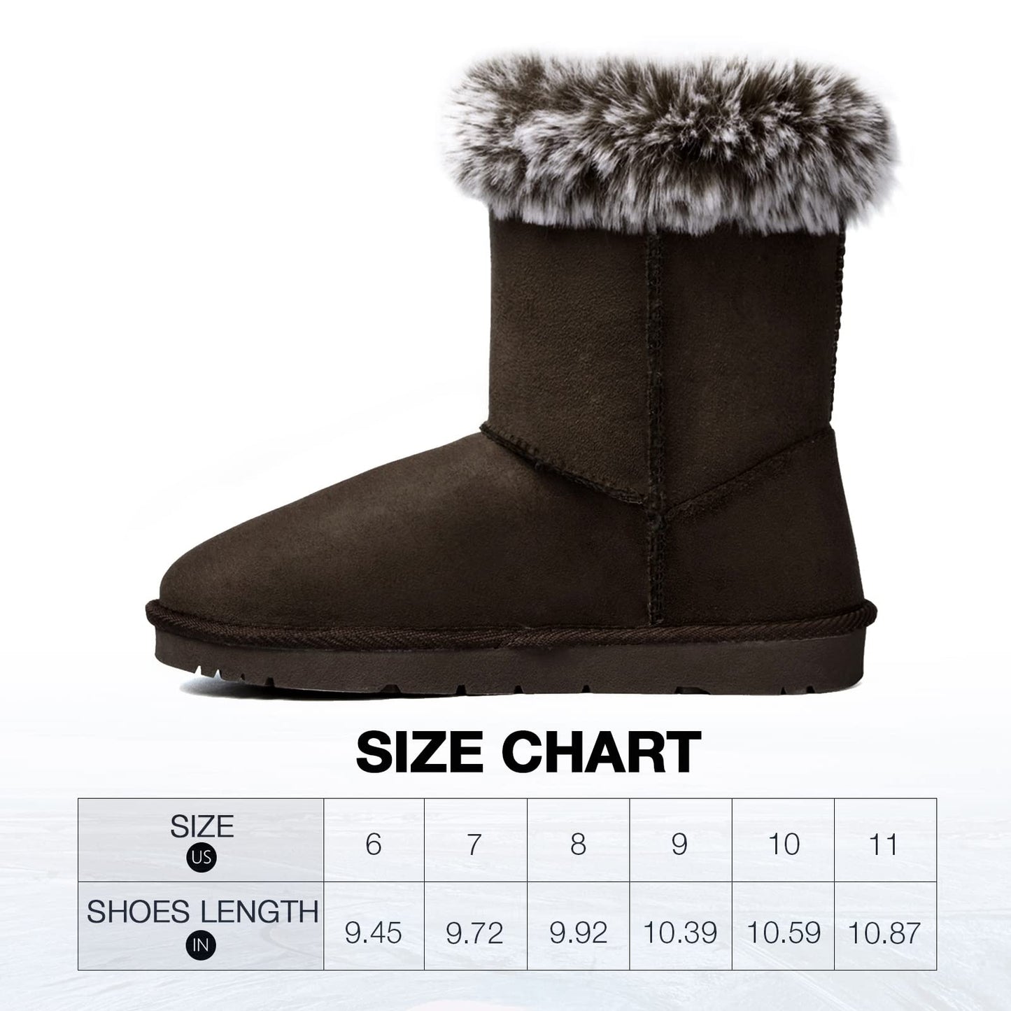 WFL Women Snow Boots Classic Mid-calf Fur Lining Fashion Winter Boots