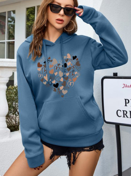 Retro Love Pattern Women's Sheath Pullover Hoodie