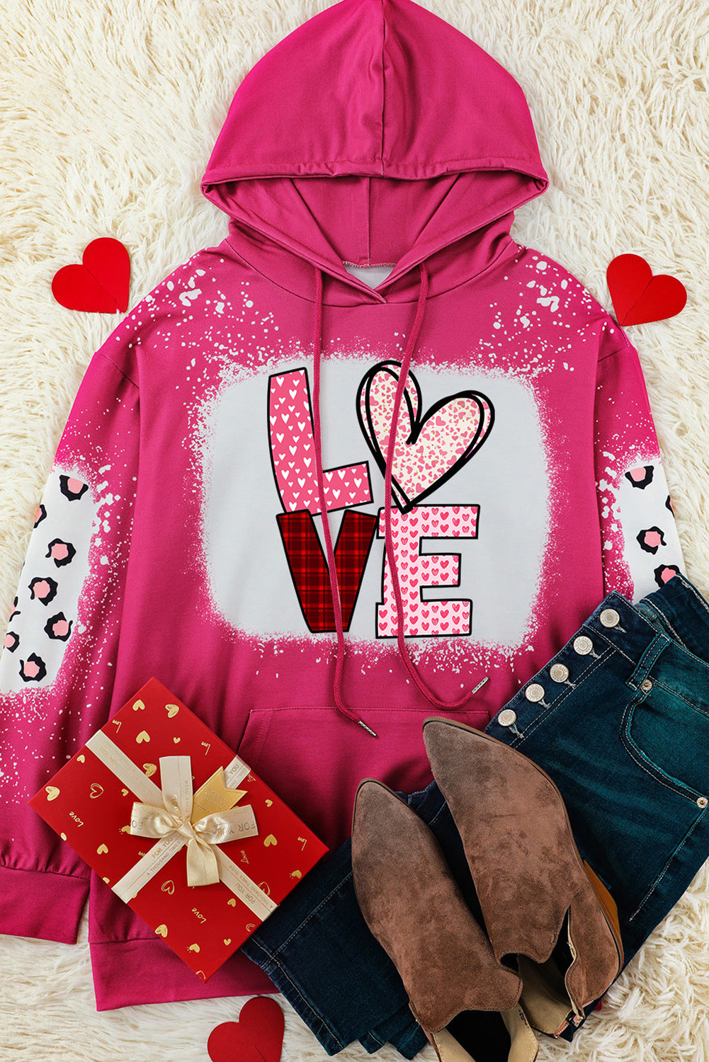 Love Leopard Hoodie Women's Long Sleeve Pullover