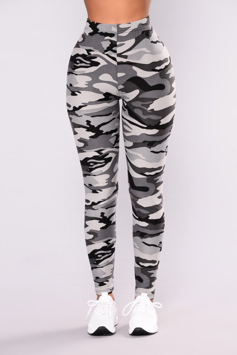 Camouflage Grey Casual Leggings