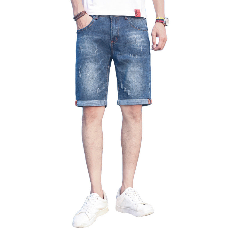 Men's Slim Fit Elastic Denim Shorts