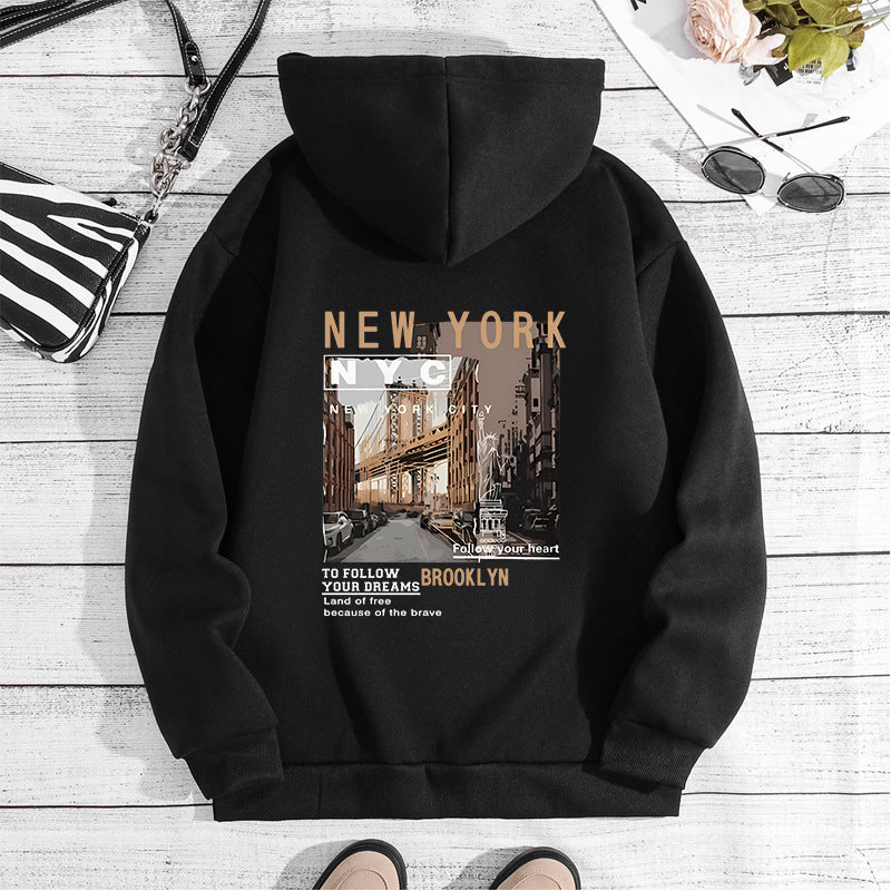 New York Hooded Fleece-lined Women's Sweater