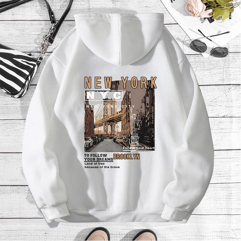 New York Hooded Fleece-lined Women's Sweater