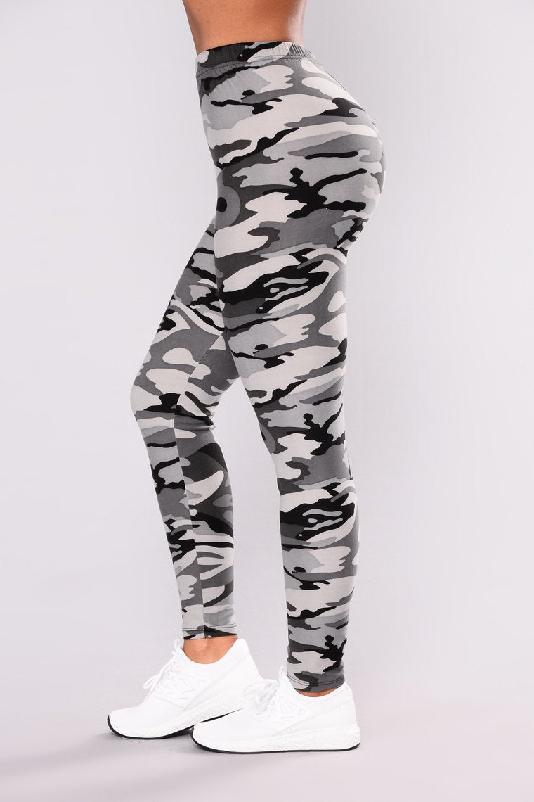 Camouflage Grey Casual Leggings