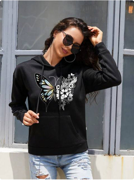 Retro Love Pattern Women's Sheath Pullover Hoodie