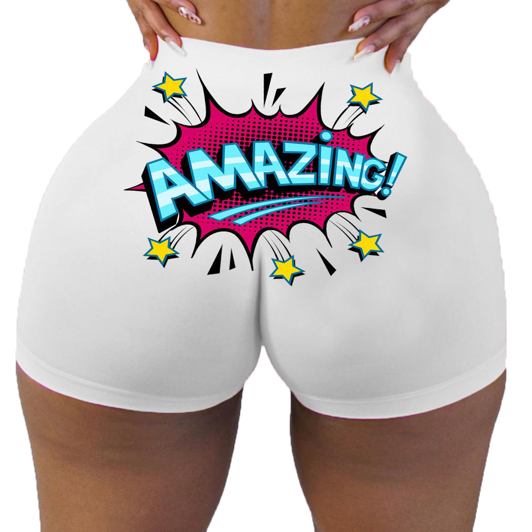 Tight Cartoon Print Yoga shorts