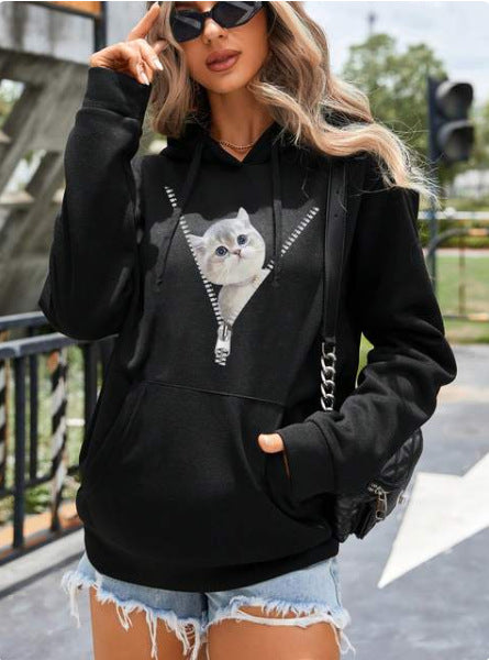 Retro Love Pattern Women's Sheath Pullover Hoodie