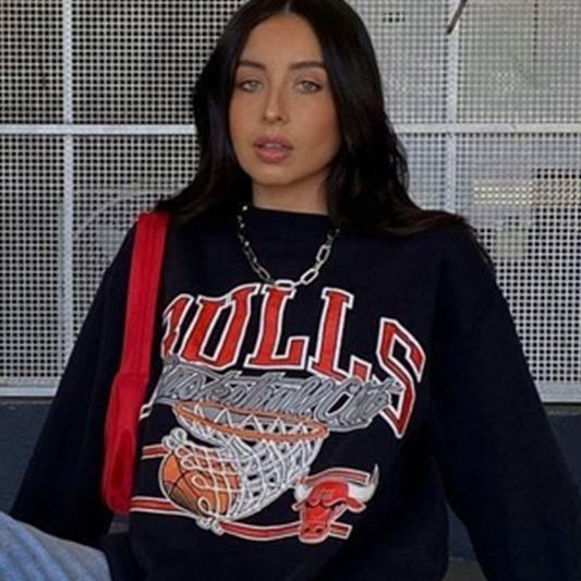 Women BULLS Printed Street Cool Cotton Sweater